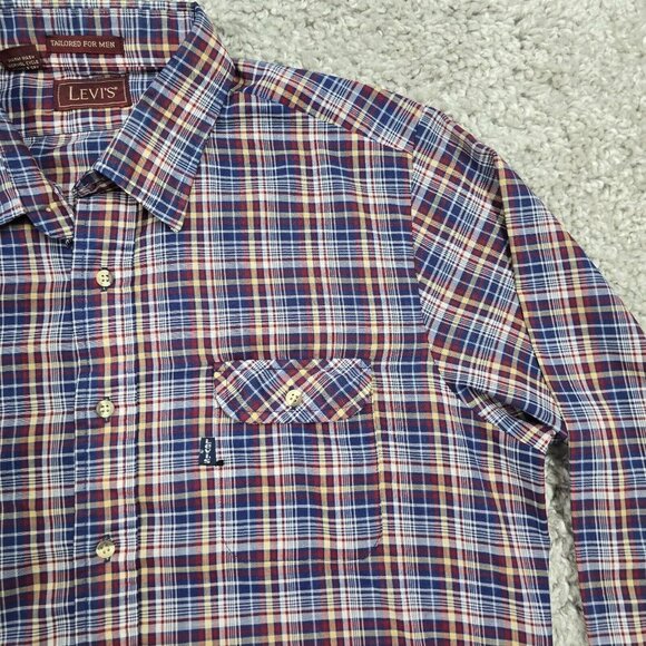 Levis Shirt Men XL Plaid Long Sleeve Button‎ Up Western Cowboy USA Lightweight - Picture 4 of 11